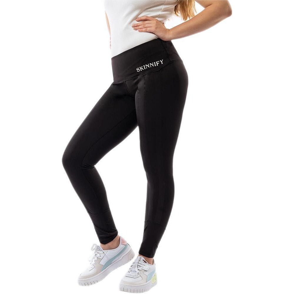 Skinnify Women's Resistance Band Slimming Compression Pull On Leggings‎ Black XS
